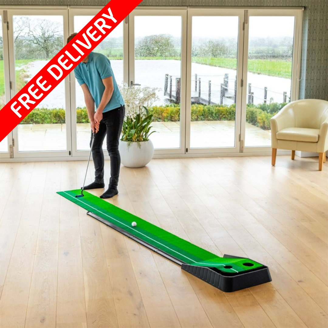 Golf Dual-Speed Putting Mat - With Ball Return