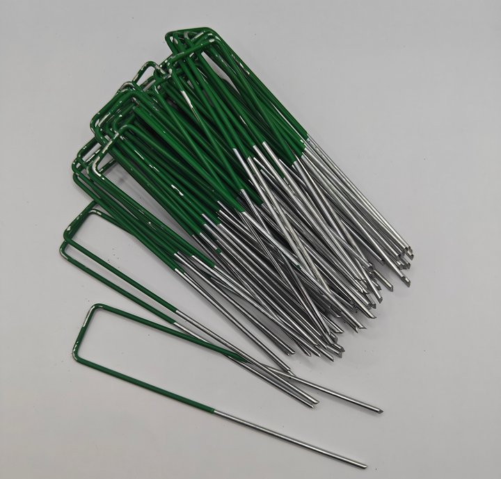 50 Green Artificial Grass U-Pins